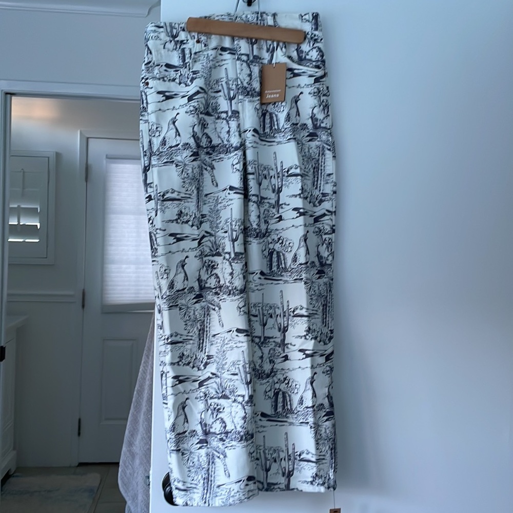 Reformation White and Black Toile High-Rise Jeans